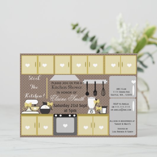 Stempel in de keuken Vrijgezellenfeest uitnodigen Kaart (Staand voorkant)