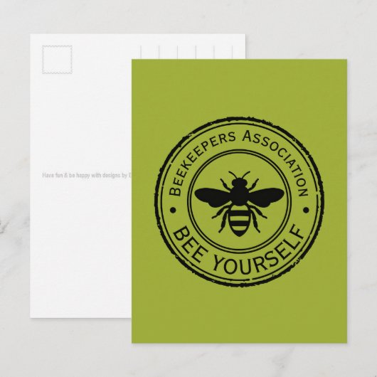 Stempel - JOUW TEKST - BEE 1 - Fan Fun Briefkaart (Voorkant / Achterkant)