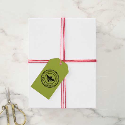 Stempel - JOUW TEKST - BEE 1 - Fan Fun Cadeaulabel (Met Touw)