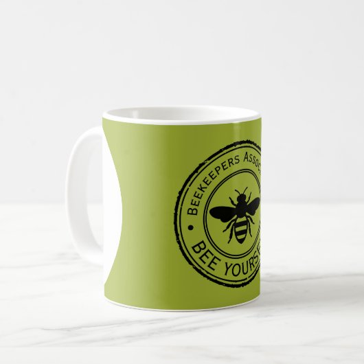 Stempel - JOUW TEKST - BEE 1 - Fan Fun Koffiemok (Voorkant links)