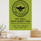 Stempel - JOUW TEKST - BEE 1 - Fan Fun Poster (Keuken)