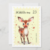 Stempel Kitsch Rendier Geel Kerstmis Feestdagenkaart (Voorkant)