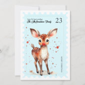 Stempel Kitsch Rendier Retro Blue Christmas Feestdagenkaart (Voorkant)