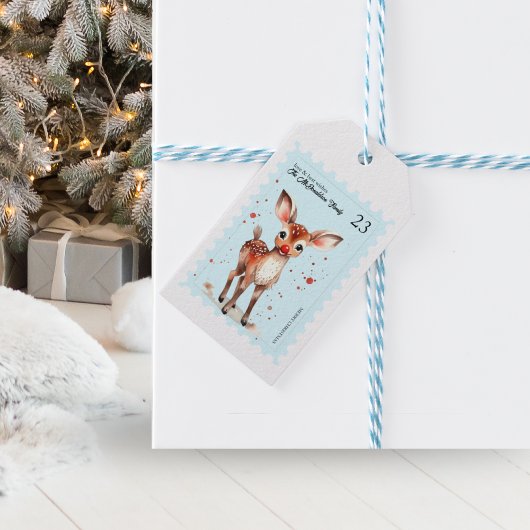  Stempel Kitsch Rendier Retro Naam Kerst Cadeaulabel