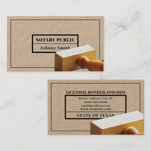 Stempel lijst notaris en bedrijfswagen visitekaartje (Voorkant / Achterkant)
