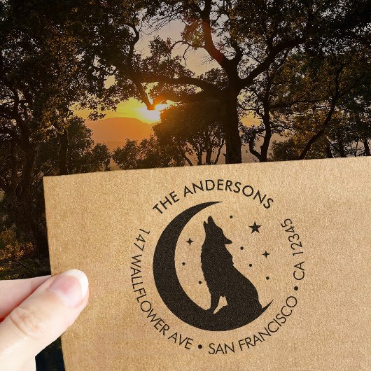 Stempel met eigen familienaam Wolf Moon Return hou