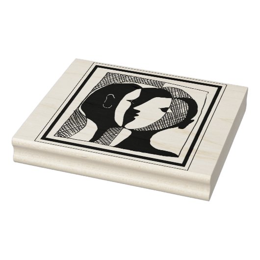 Stempel met rubberontwerp van paar gezicht (Stempel)