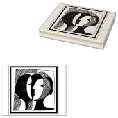 Stempel met rubberontwerp van paar gezicht (Gestempeld)