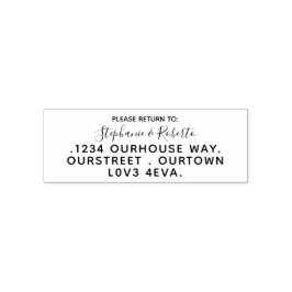 Stempel, naam en adres van het terugkeeradres.  zelfinktende stempel