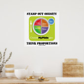 Stempel Obesitas Denk Deel (MyPlate) Poster (Keuken)