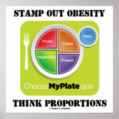 Stempel Obesitas Denk Deel (MyPlate) Poster (Voorkant)