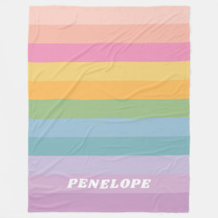 Stempel regenboogstripes op maat fleece deken