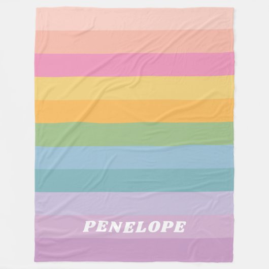Stempel regenboogstripes op maat fleece deken (Voorkant)