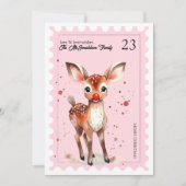  Stempel Rendier Waterverf Roze Kerstmis Feestdagenkaart (Voorkant)