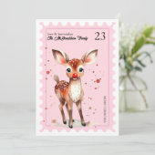  Stempel Rendier Waterverf Roze Kerstmis Feestdagenkaart (Staand voorkant)