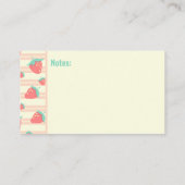 Stempel roze aardbeien en roompatroon visitekaartje (Achterkant)