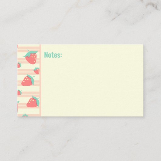 Stempel roze aardbeien en roompatroon visitekaartje (Achterkant)