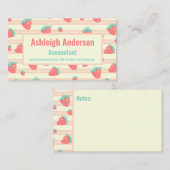 Stempel roze aardbeien en roompatroon visitekaartje (Voorkant / Achterkant)