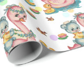 Stempel roze zwenkblad en blauw Beer ompakpapier Cadeaupapier (Rol Hoek)