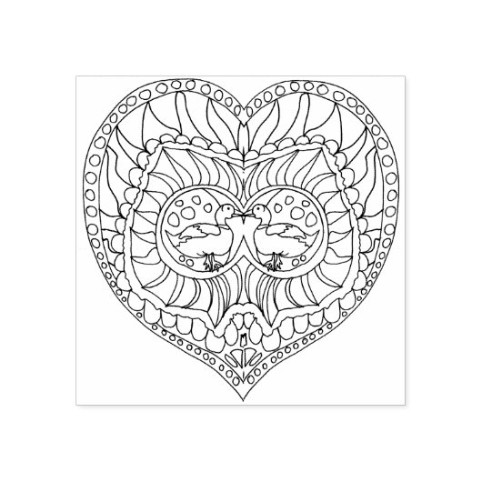 Stempel ter illustratie van vogels en hart (Afrduk)