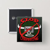 Stempel uit Stop Cyberpesten Vierkante Button 5,1 Cm (Voorkant /achterkant)