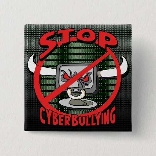 Stempel uit Stop Cyberpesten Vierkante Button 5,1 Cm (Voorkant)