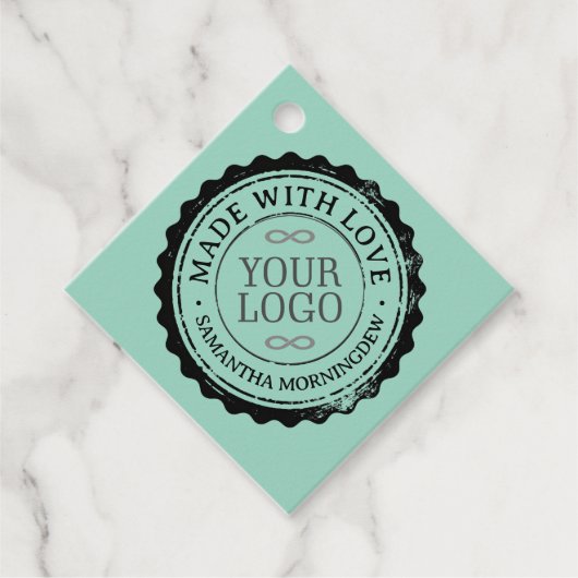 Stempel - UW TEKST & LOGO 3 Bedankjes Labels (Voorkant)