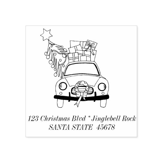 Stempel van de achterste achterste kerstauto met h (Afrduk)