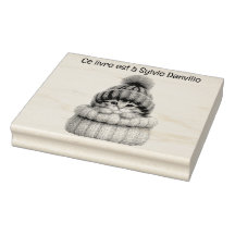 Stempel van gekat hout met wol.