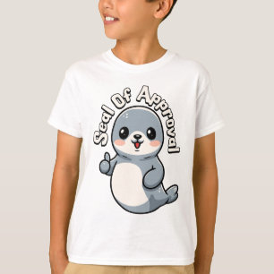 Stempel van goedkeuring! Schattigee Seal Pun Carto T-shirt