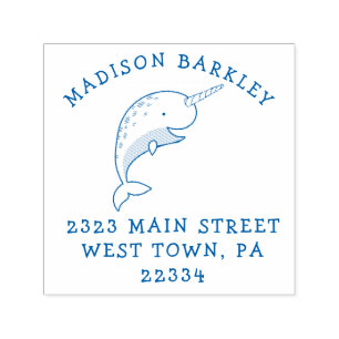 Stempel van het Kind van Narwhal Cute Whale Return