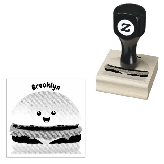 Stempel van rubber van de cartoon van hamburger (Gestempeld)