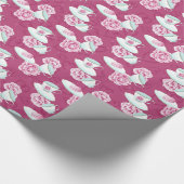 Stempel van theekoppen en van bloemen cadeaupapier (Hoek)