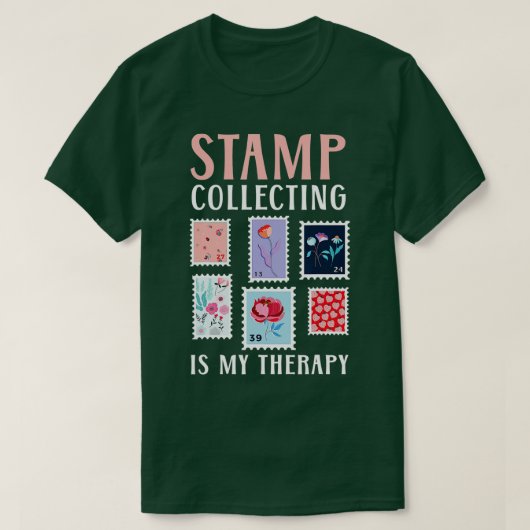Stempel verzamelen is mijn therapie Philateli T-shirt (Design voorkant)