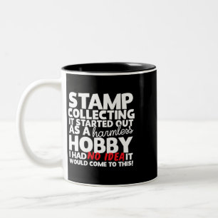 Stempel verzamelen onschadelijke hobbystempel tweekleurige koffiemok