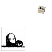 Stempel voor illustratie van grafsteen en pompoen (Gestempeld)
