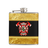 Stempel voor logo Gold en gouden badge Heupfles (Voorkant)