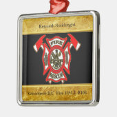 Stempel voor logo Gold en goudfolie met rode badge Metalen Ornament (Links)