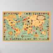 Stempelkaart van de wereld poster (Voorkant)