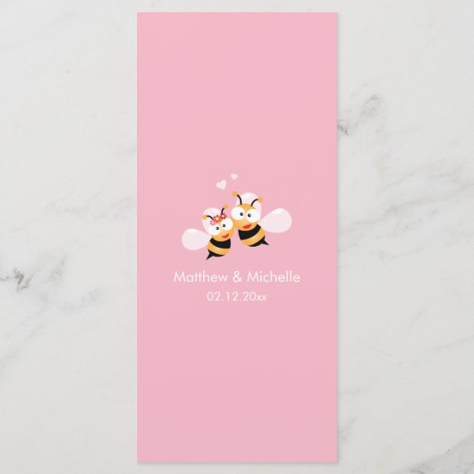 Stempelmiddel om een roze bruiloft te worden menu (Achterkant)