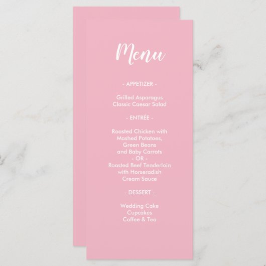 Stempelmiddel om een roze bruiloft te worden menu (Voorkant / Achterkant)