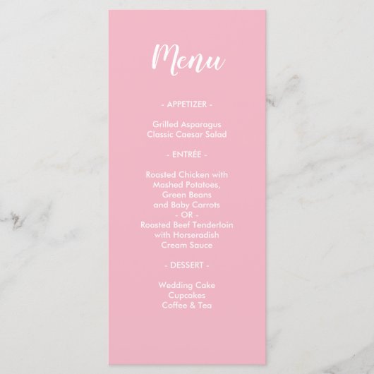 Stempelmiddel om een roze bruiloft te worden menu (Voorkant)