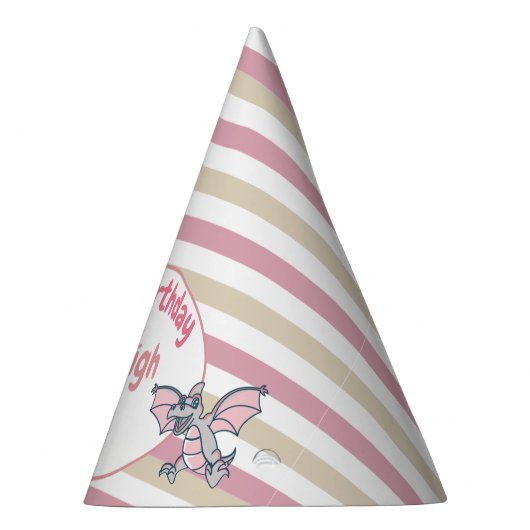 Stempelroze strepen en dragodinosaurussen feesthoedjes (Rechts)