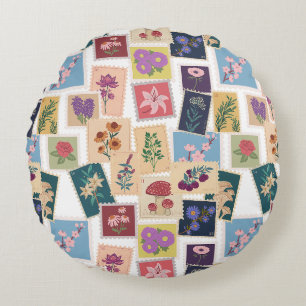 stempels Collectie, retro thema Rond Kussen
