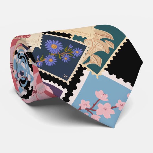  stempels Collectie, Retro thema zwart BG Stropdas (Opgerold)