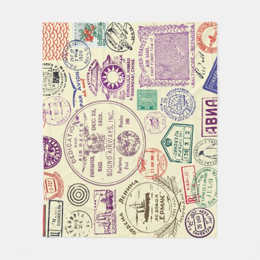 stempels, decoratieve documentenset. fleece deken (Voorkant)