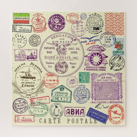  stempels, decoratieve documentenset. legpuzzel (Verticaal)