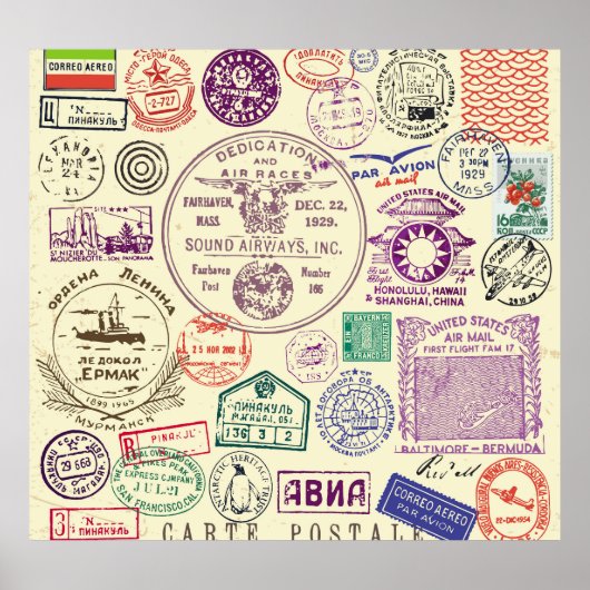  stempels, decoratieve documentenset. poster (Voorkant)