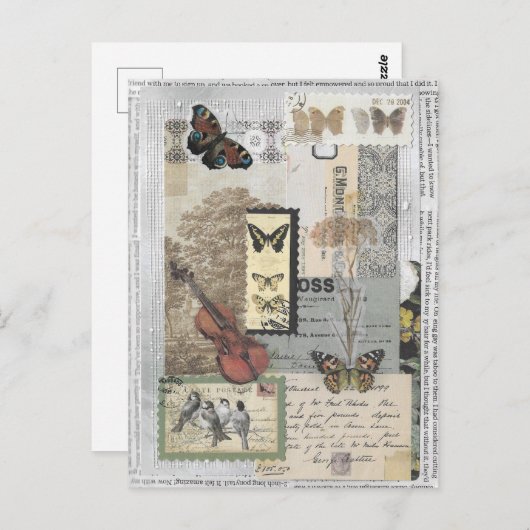 Stempels Ephemera Decoupage Briefkaart (Voorkant / Achterkant)