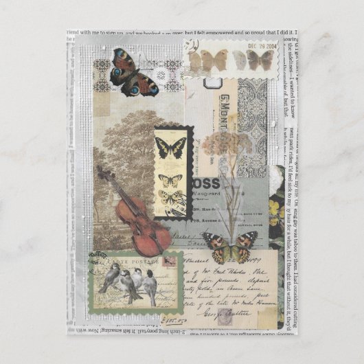Stempels  Ephemera Decoupage Briefkaart (Voorkant)